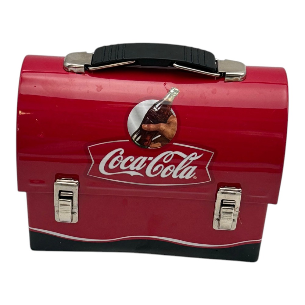 Coca-Cola Lunch Box Red Tin Metal Hand Graphic Retro Collectible